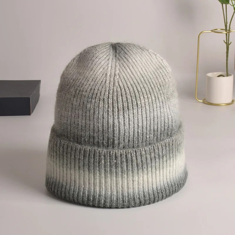 Zimske kape za žene Vunena pletena kapa s velikom glavom Rainbow Gradient Boja Tople kape za dječake Djevojčice na otvorenom otporne na vjetar Gorra Mujer