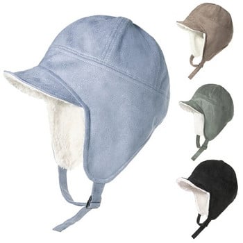 Χειμωνιάτικο καπέλο παγιδευμένο με θερμικό βελούδινο καπέλο σκι με κάλυμμα αυτιού για μπέιζμπολ