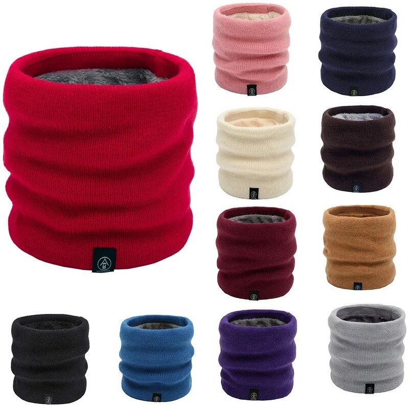 Sieviešu adīta kakla šalle Vīriešu bieza siltāka flīsa iekšpuse ziemas snood šalle Vilna elastīga bērnu apkakles gredzena šalles