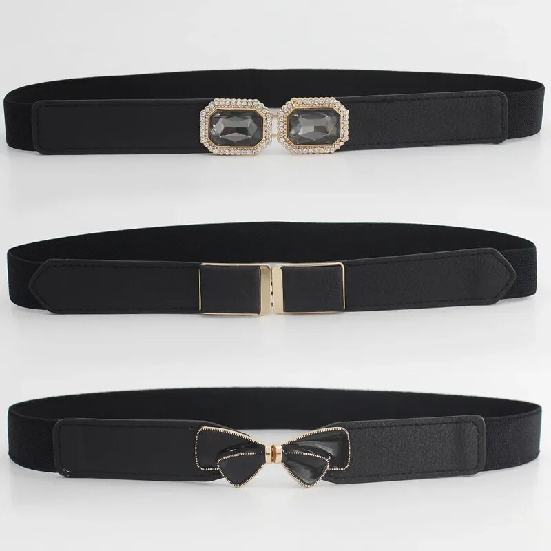 Sieviešu šaura josta kleitām Sieviešu modes elastīgas jostas vidukļa jostas siksniņa, piemērota jostasvietai no 68 cm līdz 100 cm