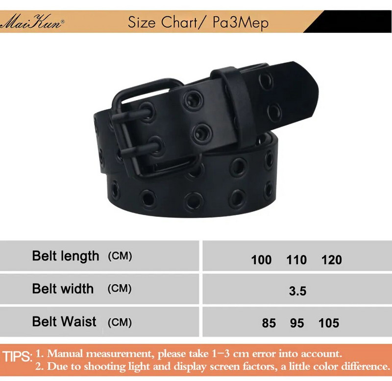 Maikun Noć vještica, novi ženski crni PU kožni remen s dvostrukim ispuhom i rupom za zrak, kopča s kopčom, modni trend, remen u stilu punk gotike