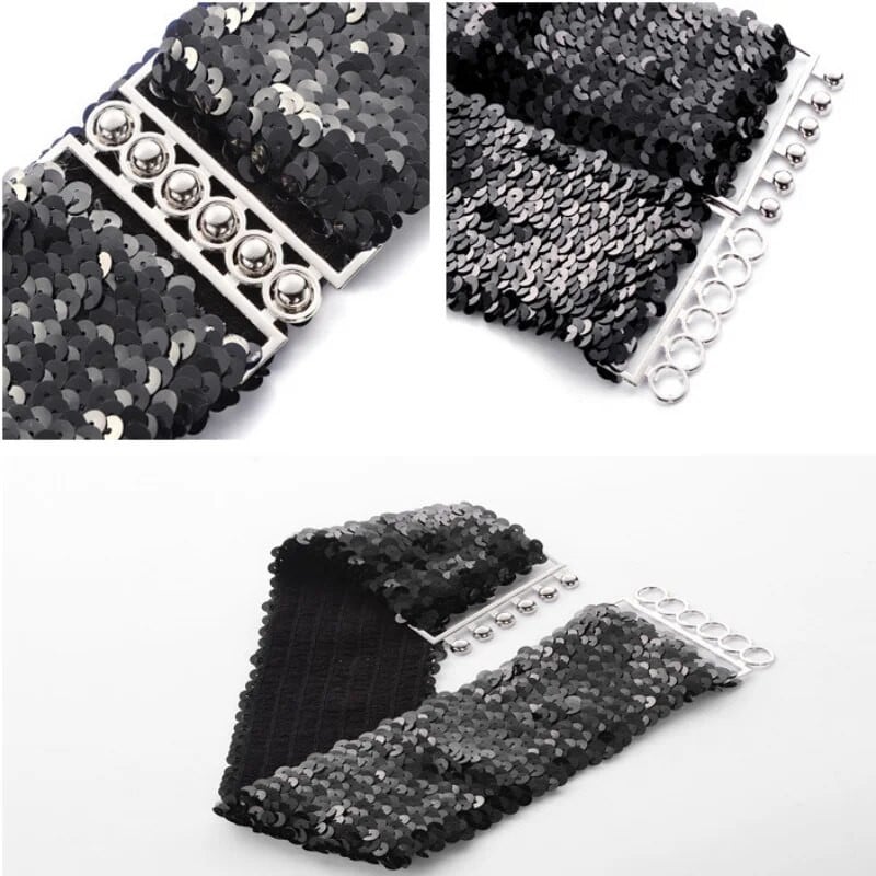 Šljokičasti elastični svjetlucavi remen Ženski korzet Pojas za široki struk Metalna kopča Pojas Dekorativni remen za korzet Dodaci za večernje haljine