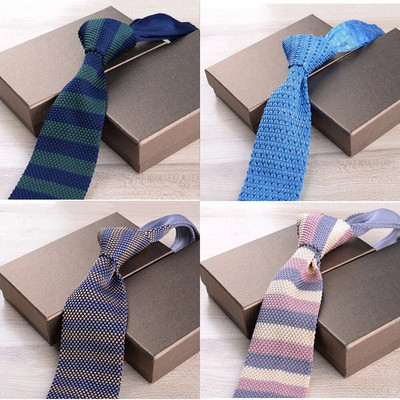 Nouă cravată subțire de 6 cm tricot pentru bărbați, timp liber, afaceri, cravată subțire, bleumarin, în dungi, colorate, cu flori, accesorii pentru cravate