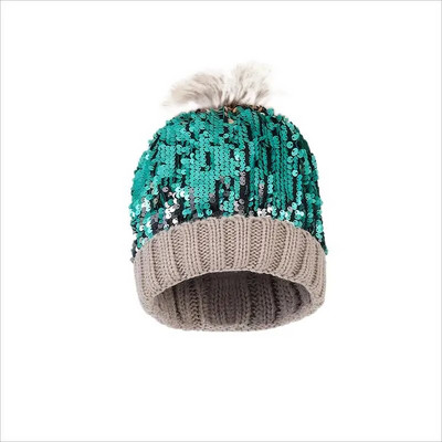 Zimska debela ženska pletena loptica sa šljokicama Jesenska sjajna blistava kapa s lubanjom Modna ležerna kapa za van, topla ženska kapa