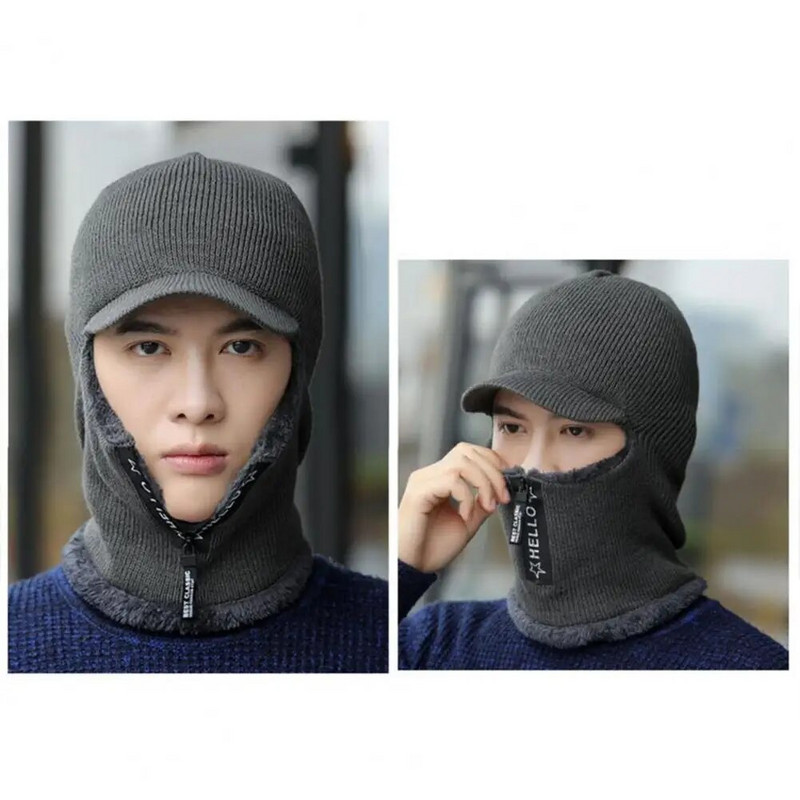 Jauna vīriešu ziemas silta vilnas cepure āra ausu aizsardzība silta bieza velosipēda adīta cepure Šalle vēja necaurlaidīgi vizieri vāciņš Gorras ārā