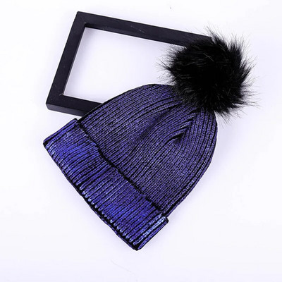 Vruće zlatno srebrne kape Vunena kapa Ženska jesen zima Studentice Topla vunena pletena kapa Reflektirajuća kapa