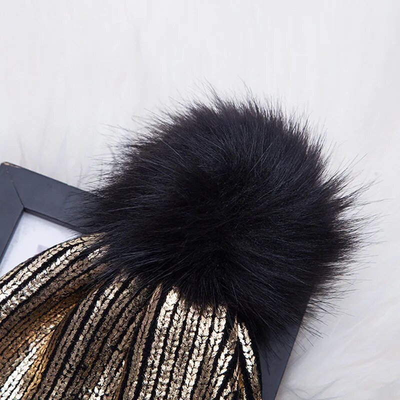 Vruće zlatno srebrne kape Vunena kapa Ženska jesen zima Studentice Topla vunena pletena kapa Reflektirajuća kapa