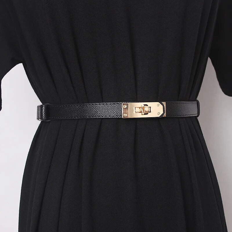 Slēdzene ar sprādzi, ādas josta Sieviešu luksusa dizaineru augstas kvalitātes zīmola kleitu aksesuāri Goth Punk tievās jostas korsetes jostasvieta