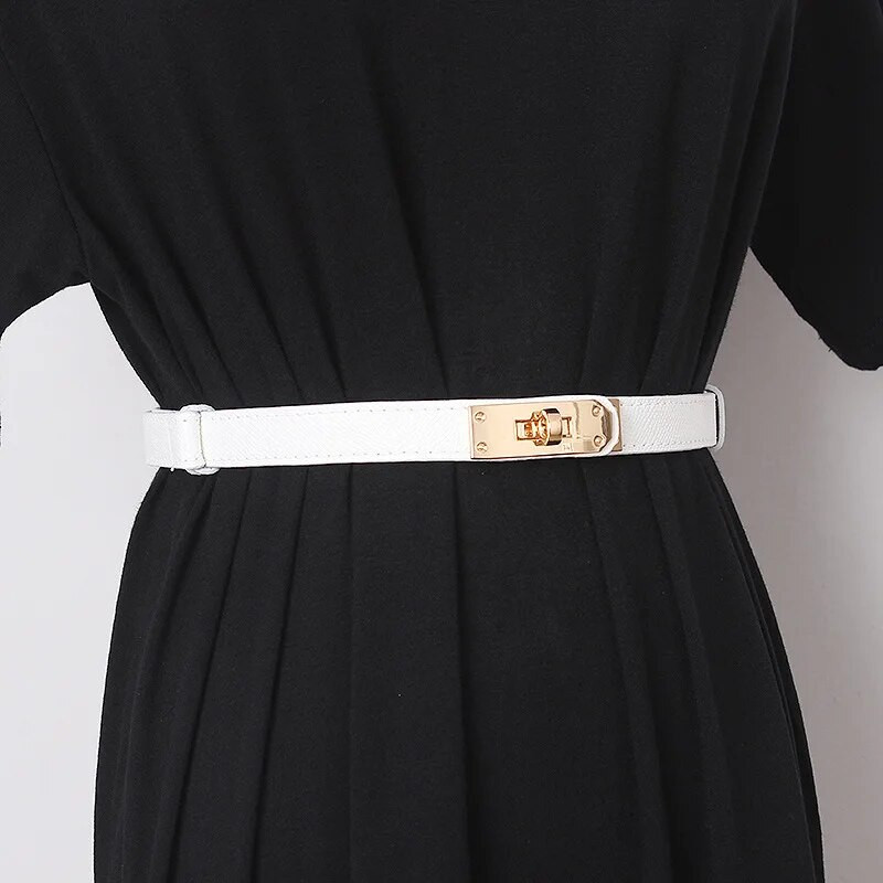 Slēdzene ar sprādzi, ādas josta Sieviešu luksusa dizaineru augstas kvalitātes zīmola kleitu aksesuāri Goth Punk tievās jostas korsetes jostasvieta