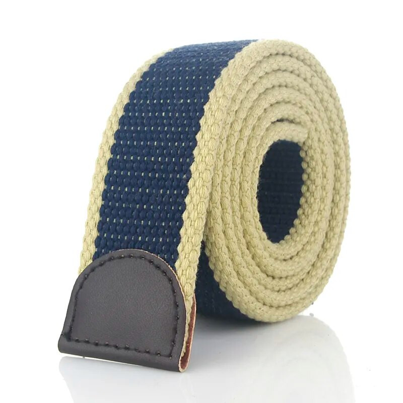 BOKADIAO Ανδρικές Γυναικείες Ζώνη από καμβά χωρίς αγκράφα Ζώνη τζιν με λουράκι χοντρό πολυτελές Ζώνες μαύρης ύφανσης ρίγες 3,8 cm φάρδος λουράκι αρσενικό