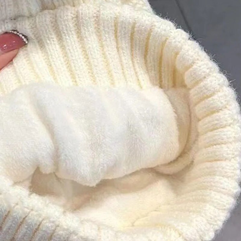 Korejiešu trikotāžas aukstās cepures mākslīgās kažokādas izšuvumi ar burtiem Beanie sieviešu mīksta vienkrāsaina tamborēta cepure ziemas plus samta silta vilnas cepure