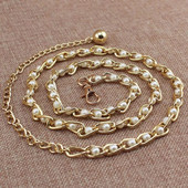 Γυναικείες μαργαριταρένιες χάντρες σε χρώμα καραμέλα Μεταλλικές λεπτές ζώνες μέσης Πολυτελής μάρκα Harajuku Αξεσουάρ φορέματος με λεπτή αλυσίδα Cinturon Mujer