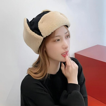 Корейски модни универсални ветроустойчиви студоустойчиви защита на ушите за езда Памучни бомбардировъчни шапки Зимна плюшена удебелена руска кожена шапка Мека