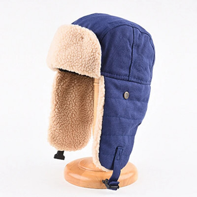 Pilóta sapka férfi téli vastagított vászon sapka női meleg kasmír szélálló fülvédő sapka síelés kerékpáros fülvédő sapka