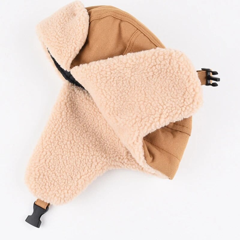 Pilóta sapka férfi téli vastagított vászon sapka női meleg kasmír szélálló fülvédő sapka síelés kerékpáros fülvédő sapka