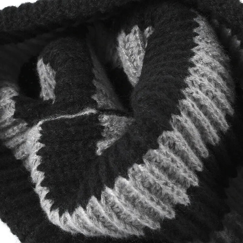 Zimske prugaste kape Ženski korejski stil Vintage Causal Tople mekane crne i bijele modne jesenske kape za žene