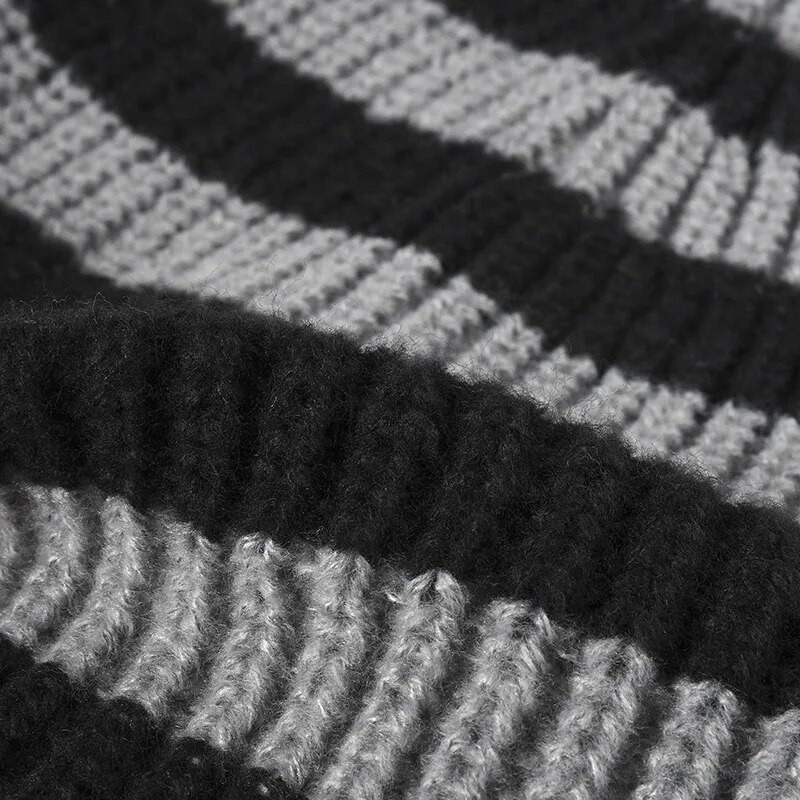 Zimske prugaste kape Ženski korejski stil Vintage Causal Tople mekane crne i bijele modne jesenske kape za žene