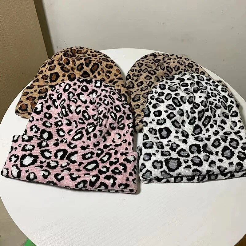 Modne zimske pletene kape s leopard printom za žene Šeširi Muške kapice Chapeau Casquette Femme kape Kape kape Hip hop kape