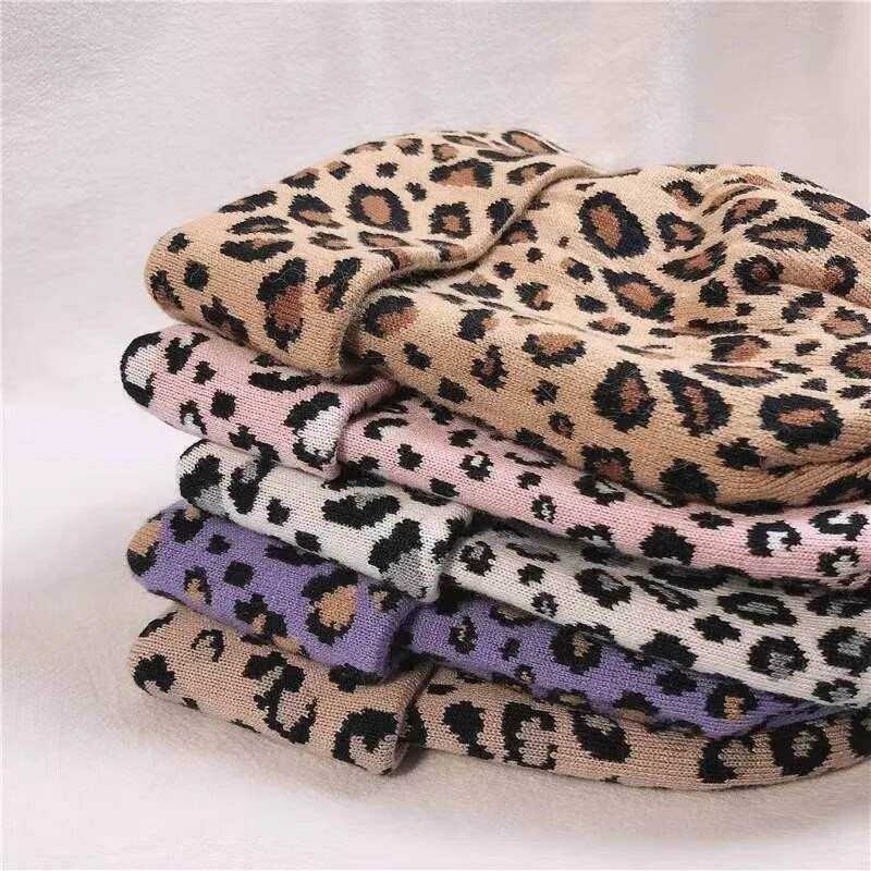 Modne zimske pletene kape s leopard printom za žene Šeširi Muške kapice Chapeau Casquette Femme kape Kape kape Hip hop kape