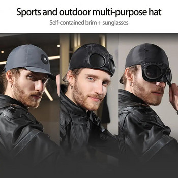 Ζεστό καπέλο 2 σε 1 με γυαλιά ηλίου αδιάβροχα, χειμερινά αθλήματα εξωτερικού χώρου, Ποδηλασία Ανδρικά Γυναικεία Καπέλο πιλότου Chapéus Em Ambos