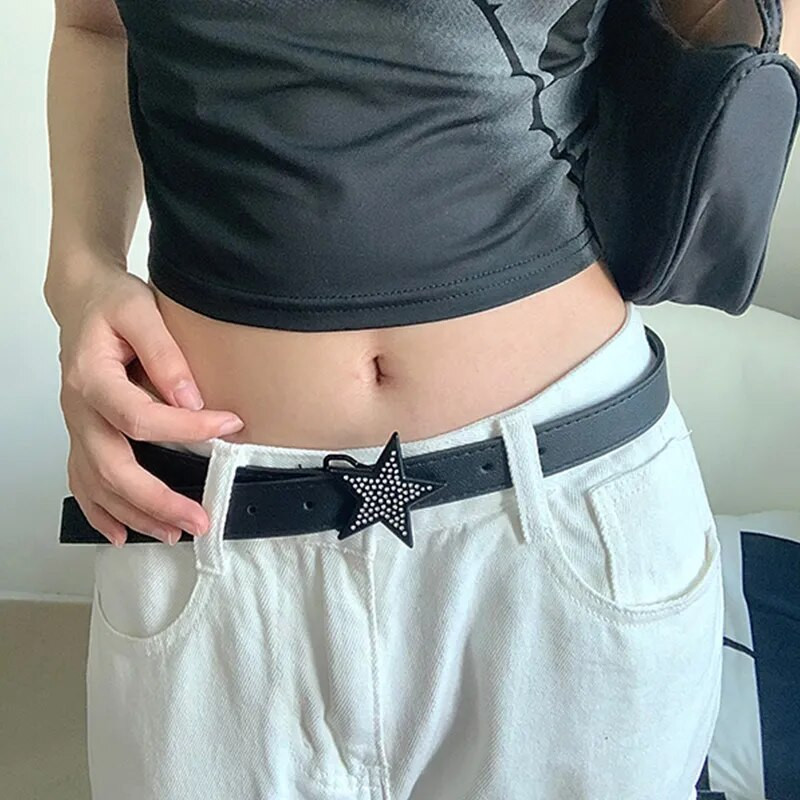 Star Rhinestone josta sievietēm Mode Y2k 2000s vidukļa siksna Sieviešu meitene Džinsi Kleita Bikses Dekoratīvi jostasvietas aksesuāri