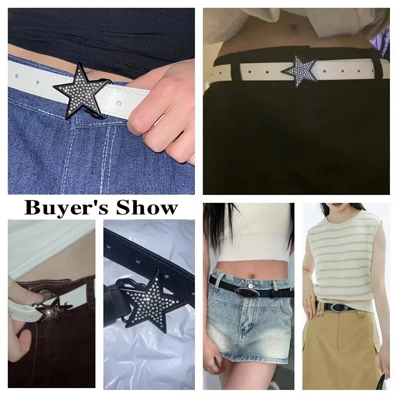 Star Rhinestone josta sievietēm Mode Y2k 2000s vidukļa siksna Sieviešu meitene Džinsi Kleita Bikses Dekoratīvi jostasvietas aksesuāri