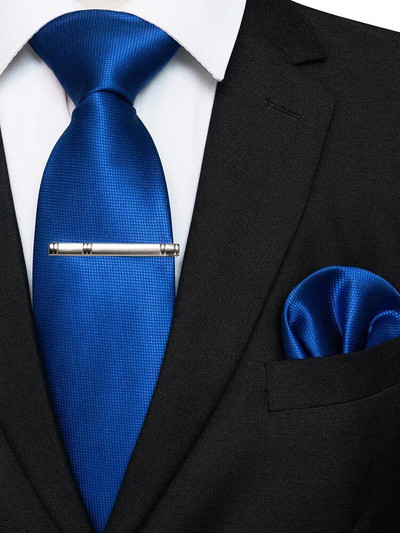 JEMYGINS 2023 uus meeste lips Klassikaline täissinine siidist lipsud meestele Tasku ruudukujuline komplekt pulmadeks ärisidemed Gravata kingitus meestele