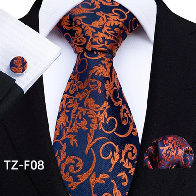 Paisley kaklasaites vīriešiem Luksusa zīda apdrukas žakarda kaklasaite, austa kabatas kvadrātveida aproču pogas, dāvanu komplekts vīriešiem kāzu biznesa kaklasaite