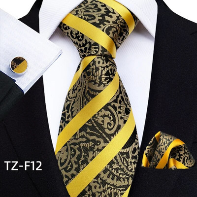 Paisley kaklasaites vīriešiem Luksusa zīda apdrukas žakarda kaklasaite, austa kabatas kvadrātveida aproču pogas, dāvanu komplekts vīriešiem kāzu biznesa kaklasaite