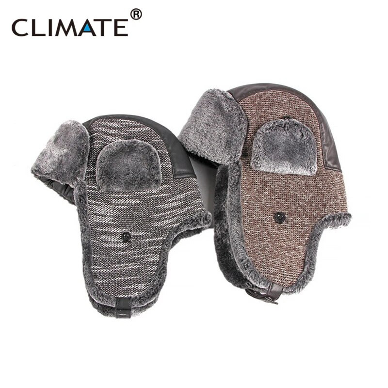 KLIMATS Ziemas silts bumbvedējs Ushanka cepure vēja necaurlaidīga krievu pilota cepures ausu seja aizsargā kažokādas slēpošanas rūtainas cepures ziemas vīrietim