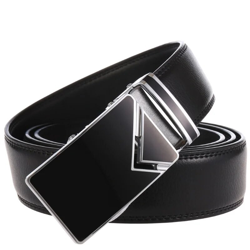 Novi dolazak, bijeli i crni muški remeni s automatskom kopčom od legure, muški remen, remen za golf od prave kravlje kože, velika veličina 130 cm