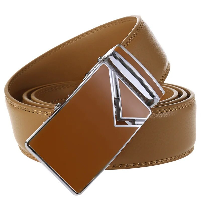 Novi dolazak, bijeli i crni muški remeni s automatskom kopčom od legure, muški remen, remen za golf od prave kravlje kože, velika veličina 130 cm