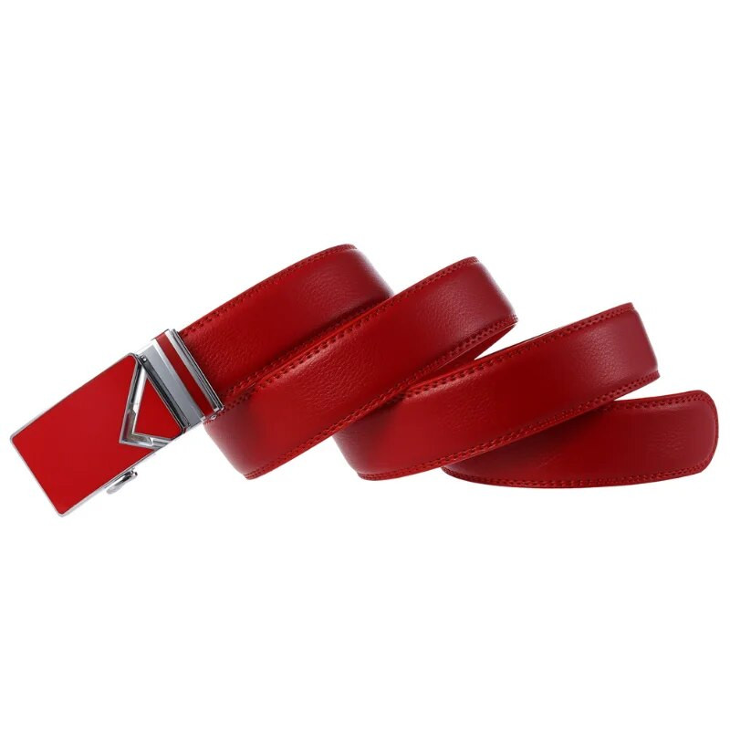 Novi dolazak, bijeli i crni muški remeni s automatskom kopčom od legure, muški remen, remen za golf od prave kravlje kože, velika veličina 130 cm