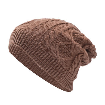 Νέο Cool Women Warm Soft Beanies Καπέλο καπέλο Lady Apring Φθινόπωρο Χειμώνας Μασίφ γεωμετρικό πλεκτό Casual καπέλο κοκάλι για γυναίκες