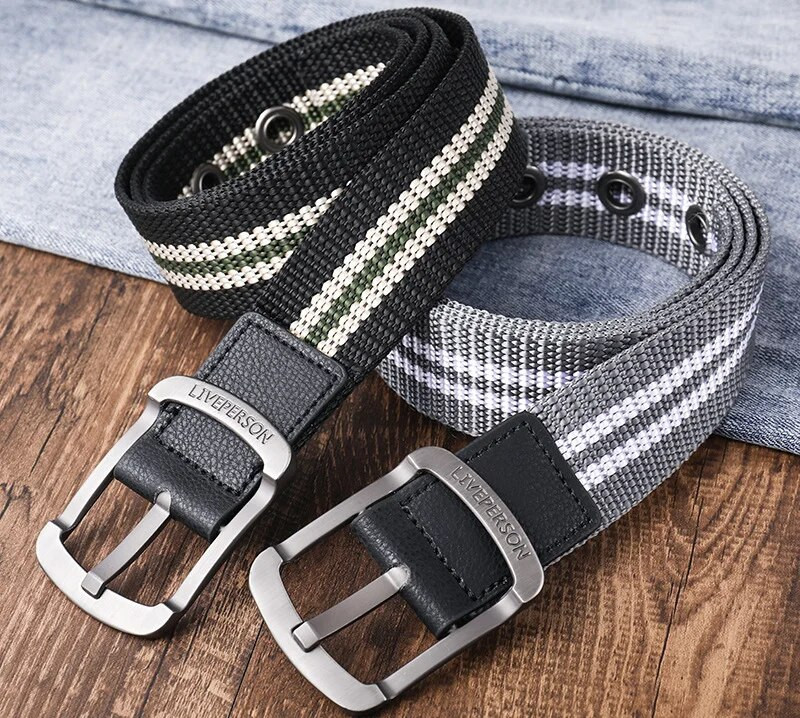 Jauna audekla sprādzes josta Vīriešu sieviešu modes svītras āra jostas 2021. gada dizainera cilpiņas jostasvietas džinsi