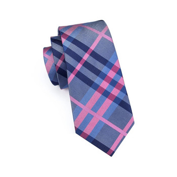 Ανδρική γραβάτα Luxury 8,5cm φαρδιά μπλε μωβ καρό μεταξωτή γραβάτα γάμου Τσέπη τετράγωνο σετ μανικετόκουμπα καρφίτσα Δώρο για άνδρες Σχεδιαστής γραβάτα