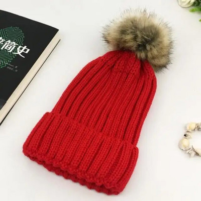 Ziemas zīmols Sieviešu kažokādas Pom Poms Cepure Ziemas cepure sievietēm Meiteņu Cepure Adīta Beanies Cepure Cepure Bieza Sieviešu Skullies Beanies