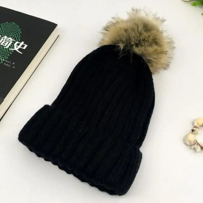 Ziemas zīmols Sieviešu kažokādas Pom Poms Cepure Ziemas cepure sievietēm Meiteņu Cepure Adīta Beanies Cepure Cepure Bieza Sieviešu Skullies Beanies
