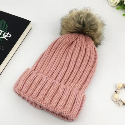 Ziemas zīmols Sieviešu kažokādas Pom Poms Cepure Ziemas cepure sievietēm Meiteņu Cepure Adīta Beanies Cepure Cepure Bieza Sieviešu Skullies Beanies