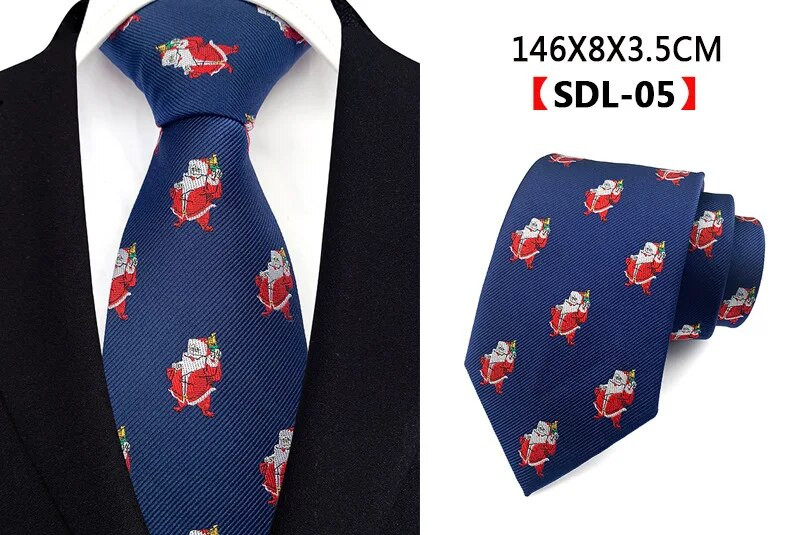 Ricnai 8cm svilena božićna crna plava crvena crtana kravata Svjetla u boji Poklon za snježni festival