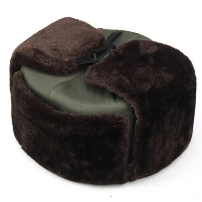 HT1892 Orosz Kalapok Hadsereg Katonai Ushanka Bomber Kalapok Trapper Aviator Cap Téli Műszőrme Kalapok Férfi Fülfülvédő Sí Trapper sapkák