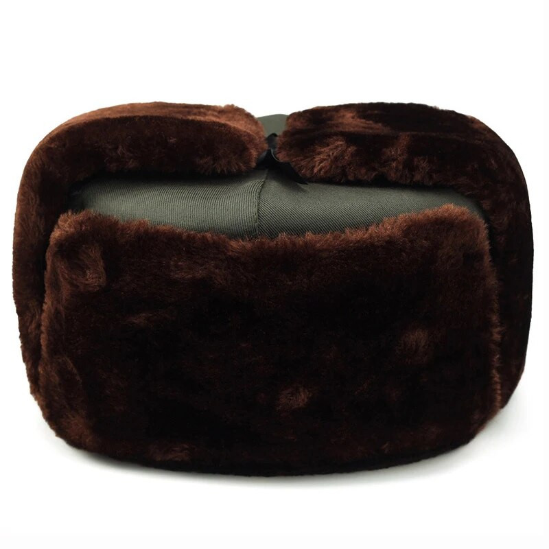 HT1892 Orosz Kalapok Hadsereg Katonai Ushanka Bomber Kalapok Trapper Aviator Cap Téli Műszőrme Kalapok Férfi Fülfülvédő Sí Trapper sapkák