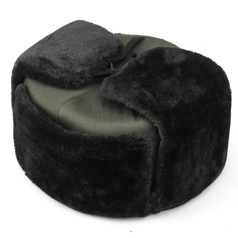 HT1892 Orosz Kalapok Hadsereg Katonai Ushanka Bomber Kalapok Trapper Aviator Cap Téli Műszőrme Kalapok Férfi Fülfülvédő Sí Trapper sapkák