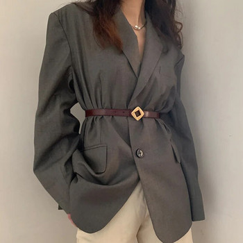 Δερμάτινη λεπτή ζώνη μόδας για γυναίκες Μεταλλική πόρπη με ρόμβο λουράκι μέσης σχεδιαστής γυναικείο παντελόνι φόρεμα παλτό Διακόσμηση ζώνη μέσης