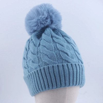Topla kapa s podstavom od flisa, ženske zimske kape, pletena pom pom kapa, obična Skullies maslinasto zelena crna siva bijela bež ružičasta
