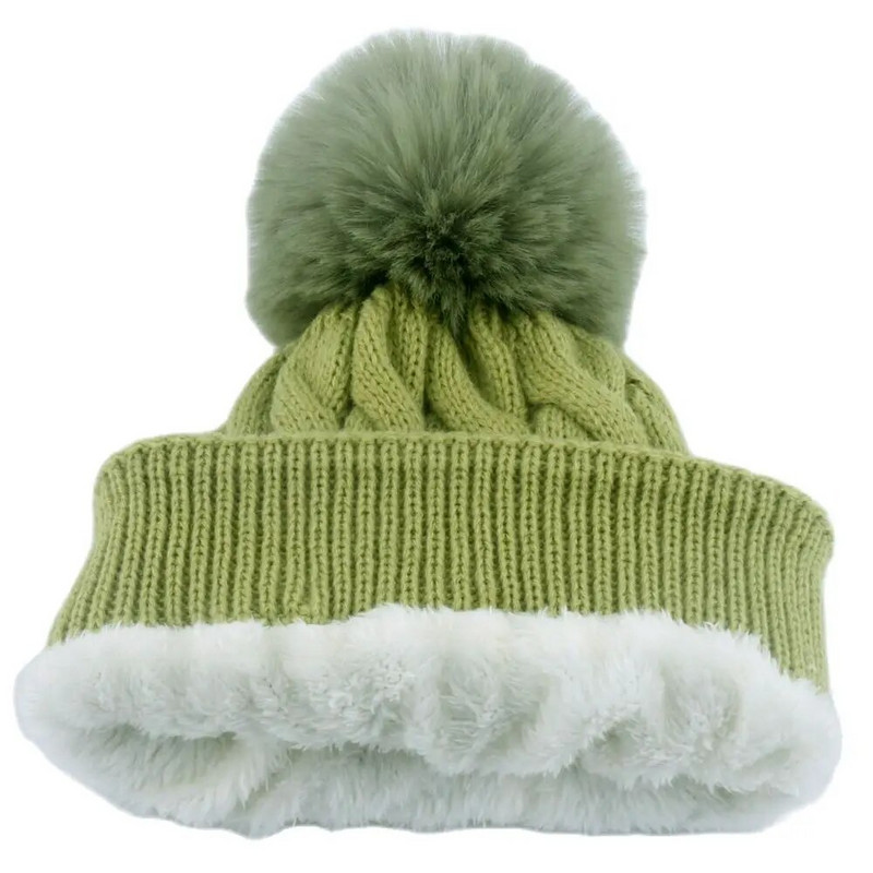 Topla kapa s podstavom od flisa, ženske zimske kape, pletena pom pom kapa, obična Skullies maslinasto zelena crna siva bijela bež ružičasta