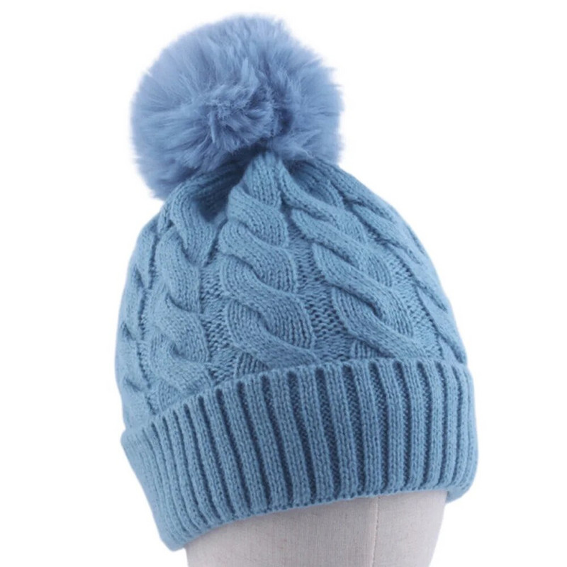 Topla kapa s podstavom od flisa, ženske zimske kape, pletena pom pom kapa, obična Skullies maslinasto zelena crna siva bijela bež ružičasta