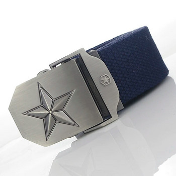 BOKADIAO Men&Women Military Canvas belt luxury 3D star Метална катарама джинсов колан Армейски тактически колани за мъже презрамка за кръст мъжки