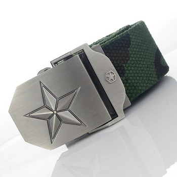 BOKADIAO Men&Women Military Canvas belt luxury 3D star Метална катарама джинсов колан Армейски тактически колани за мъже презрамка за кръст мъжки