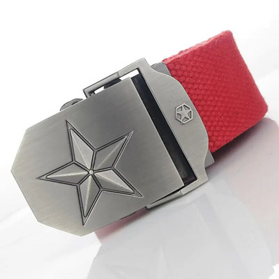 BOKADIAO Muški i ženski vojni platneni remen luksuzni 3D zvjezdani jeans remen s metalnom kopčom Vojni taktički remeni za muškarce muški remen za pojas